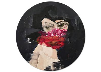 "face mask" von Sylvia Mehnert-Kalenda | 2020 | D: 21 cm | Öl auf Karton | 100 € | Kunstverein Traunstein